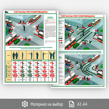 Плакаты «Сигналы регулировщика» (С-09, 2 листа)